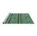 Sideview of Machine Washable Abstract Turquoise Modern Area Rugs, wshabs2819turq