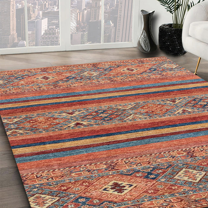 Abstract Light Copper Gold Modern Rug in Family Room, abs2819