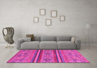 Machine Washable Abstract Pink Modern Rug, wshabs2819pnk