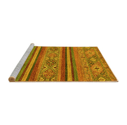 Sideview of Machine Washable Abstract Yellow Modern Rug, wshabs2819yw