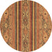 Round Abstract Brown Modern Rug, abs2819brn