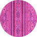 Round Machine Washable Abstract Pink Modern Rug, wshabs2819pnk