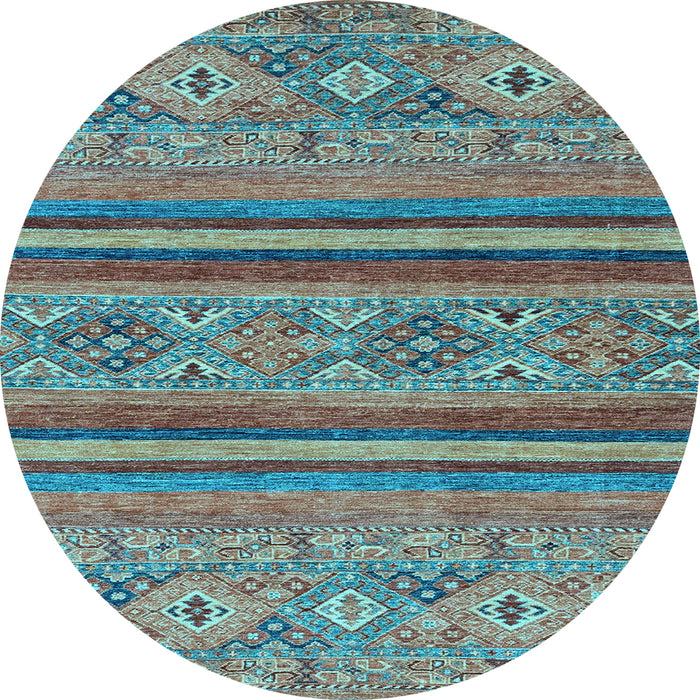 Round Abstract Light Blue Modern Rug, abs2819lblu