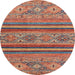 Round Machine Washable Abstract Light Copper Gold Rug, wshabs2819