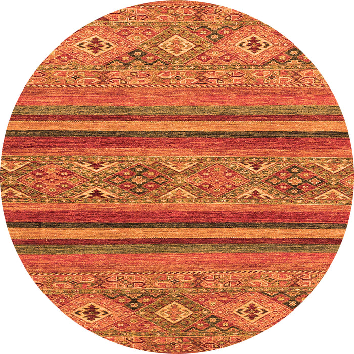 Round Abstract Orange Modern Rug, abs2819org