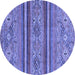 Round Abstract Blue Modern Rug, abs2819blu