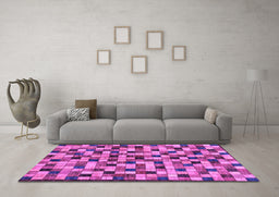 Machine Washable Oriental Purple Modern Area Rugs in a Living Room, wshabs281pur