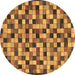 Round Machine Washable Oriental Brown Modern Rug, wshabs281brn