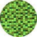 Round Machine Washable Oriental Green Modern Area Rugs, wshabs281grn