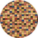 Round Machine Washable Abstract Yellow Rug, wshabs281