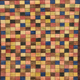 Square Machine Washable Abstract Yellow Rug, wshabs281