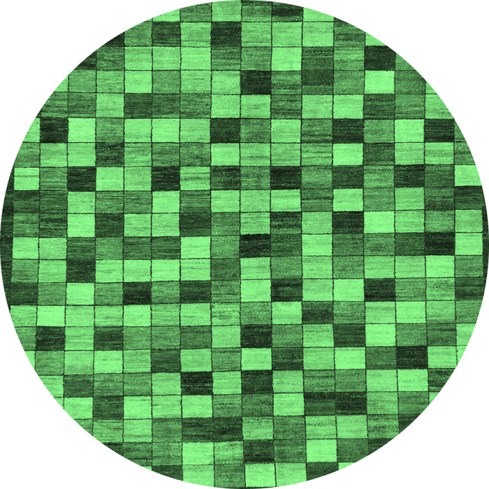 Round Machine Washable Oriental Emerald Green Modern Area Rugs, wshabs281emgrn