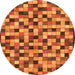 Round Oriental Orange Modern Rug, abs281org