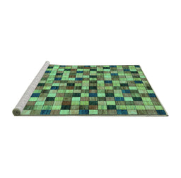 Sideview of Machine Washable Oriental Turquoise Modern Area Rugs, wshabs281turq
