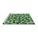 Sideview of Machine Washable Oriental Turquoise Modern Area Rugs, wshabs281turq