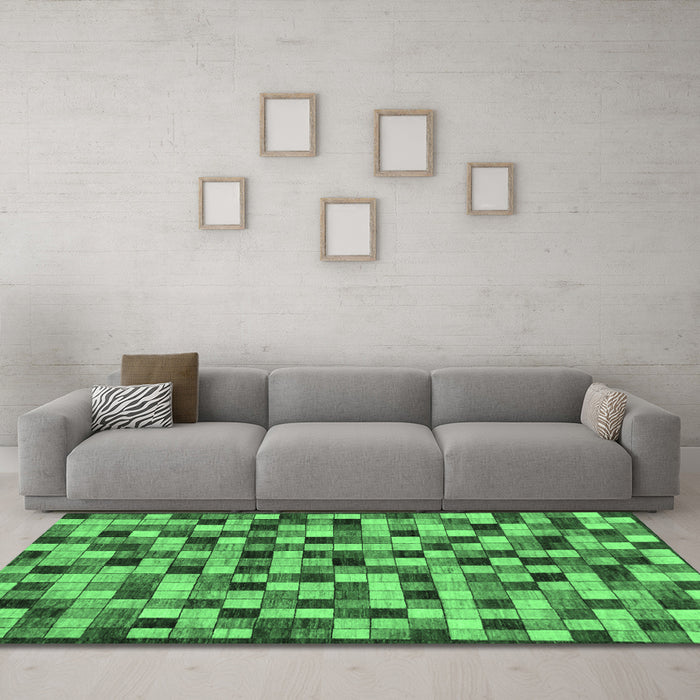 Machine Washable Oriental Emerald Green Modern Area Rugs in a Living Room,, wshabs281emgrn