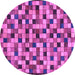 Round Machine Washable Oriental Purple Modern Area Rugs, wshabs281pur