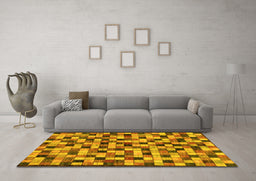 Machine Washable Oriental Yellow Modern Rug in a Living Room, wshabs281yw