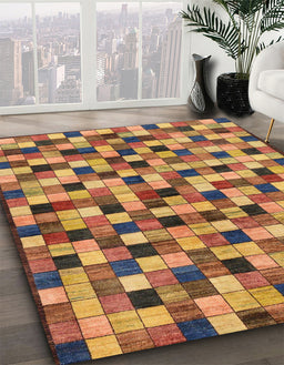 Machine Washable Abstract Yellow Rug in a Family Room, wshabs281
