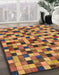 Machine Washable Abstract Yellow Rug in a Family Room, wshabs281