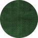 Round Abstract Emerald Green Modern Rug, abs2820emgrn