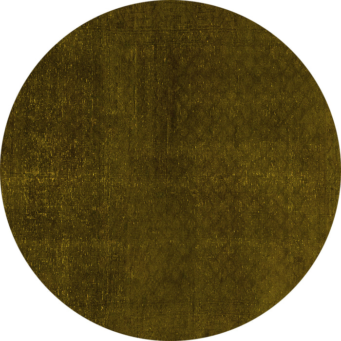Round Machine Washable Abstract Yellow Modern Rug, wshabs2820yw