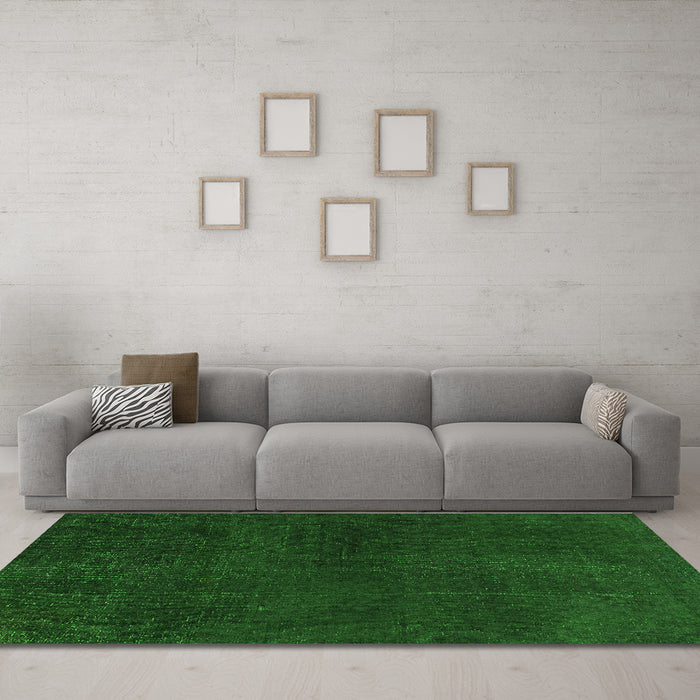 Machine Washable Abstract Green Modern Area Rugs in a Living Room,, wshabs2820grn
