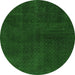 Round Abstract Green Modern Rug, abs2820grn