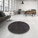 Round Machine Washable Abstract Black Rug in a Office, wshabs2820