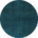 Round Abstract Light Blue Modern Rug, abs2820lblu