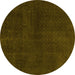 Round Abstract Yellow Modern Rug, abs2820yw