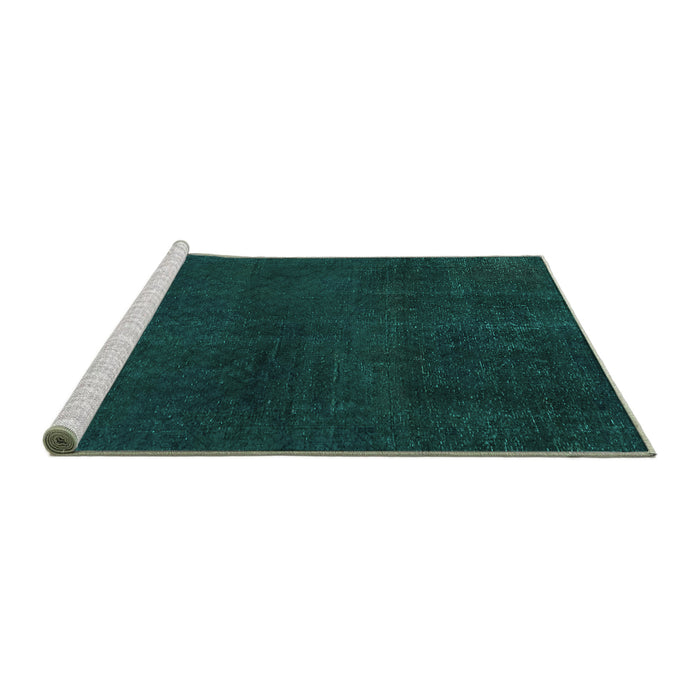 Sideview of Machine Washable Abstract Turquoise Modern Area Rugs, wshabs2820turq