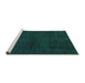 Sideview of Machine Washable Abstract Turquoise Modern Area Rugs, wshabs2820turq