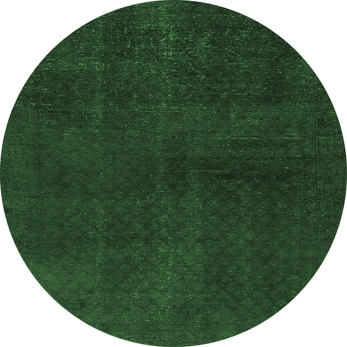 Round Machine Washable Abstract Emerald Green Modern Area Rugs, wshabs2820emgrn