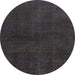 Round Abstract Black Modern Rug, abs2820