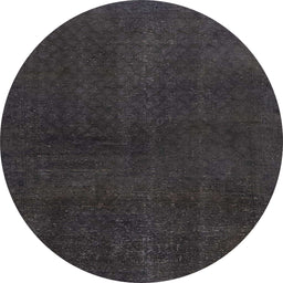 Round Machine Washable Abstract Black Rug, wshabs2820