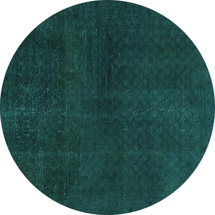 Round Machine Washable Abstract Turquoise Modern Area Rugs, wshabs2820turq