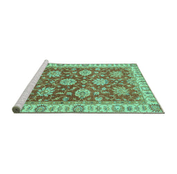 Sideview of Machine Washable Oriental Turquoise Traditional Area Rugs, wshabs2821turq