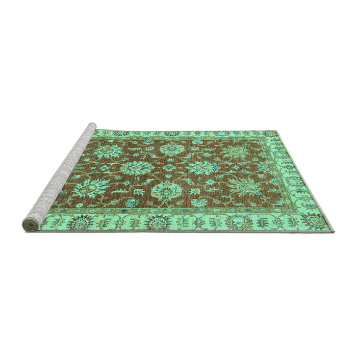 Sideview of Machine Washable Oriental Turquoise Traditional Area Rugs, wshabs2821turq