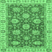 Square Machine Washable Oriental Emerald Green Traditional Area Rugs, wshabs2821emgrn