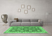 Machine Washable Oriental Emerald Green Traditional Area Rugs in a Living Room,, wshabs2821emgrn