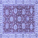 Square Machine Washable Oriental Blue Traditional Rug, wshabs2821blu