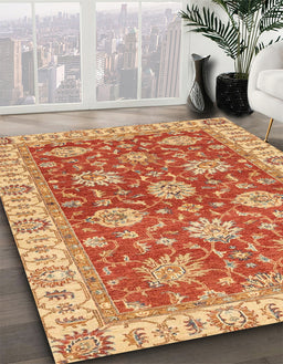 Abstract Red Oriental Rug in Family Room, abs2821
