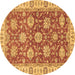 Round Machine Washable Oriental Brown Traditional Rug, wshabs2821brn