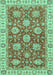 Machine Washable Oriental Turquoise Traditional Area Rugs, wshabs2821turq