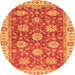 Round Machine Washable Oriental Orange Traditional Area Rugs, wshabs2821org