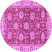 Round Machine Washable Oriental Purple Traditional Area Rugs, wshabs2821pur