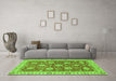 Machine Washable Oriental Green Traditional Area Rugs in a Living Room,, wshabs2821grn