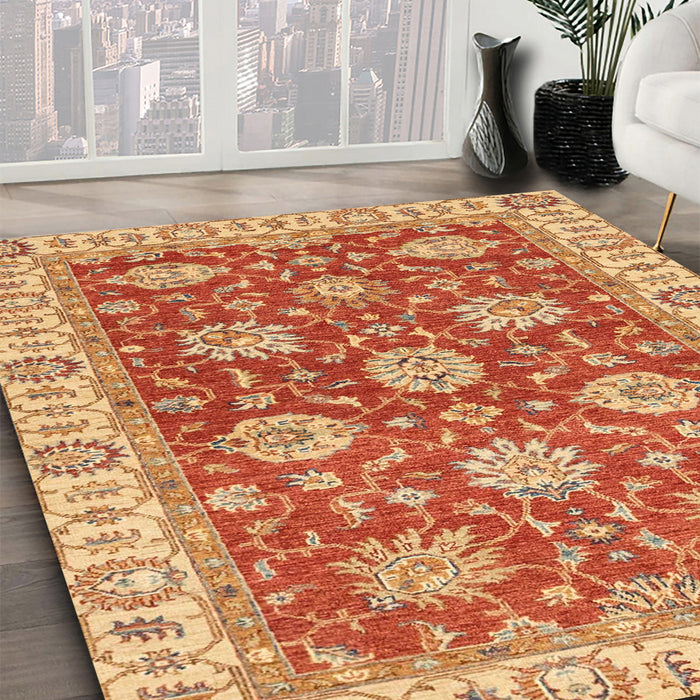 Abstract Red Oriental Rug in Family Room, abs2821