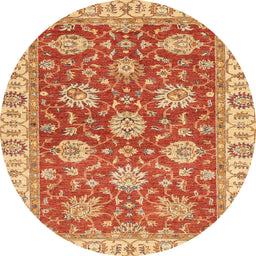Round Machine Washable Abstract Fire Red Rug, wshabs2821